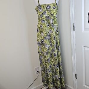 Karin Stevens Women's Green and Black Patterned Maxi Dress‎ Size 8